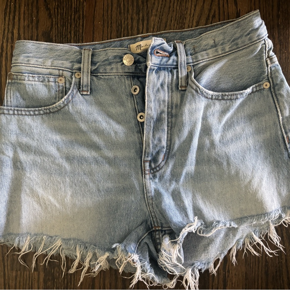 Madewell Light Blue Distressed Denim Shorts